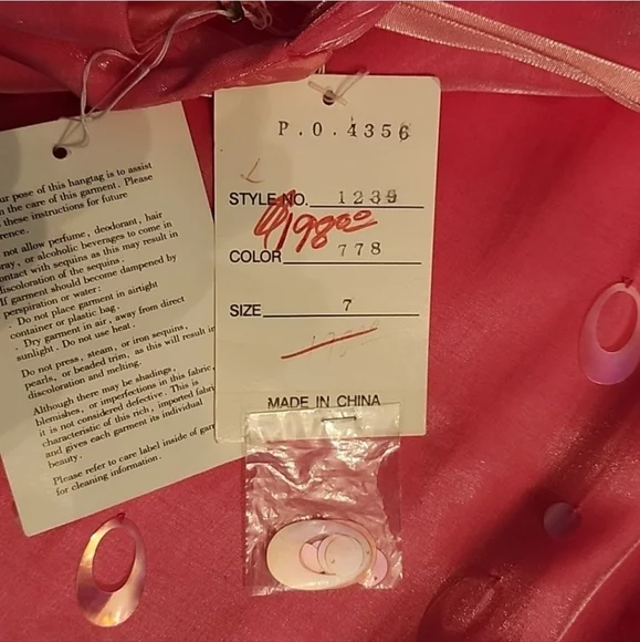 Nadine Dress Vintage 90s Loop & Round Sequins Marilyn Monroe Pink Size 7 - Picture 8 of 10